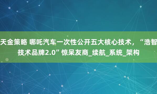 天金策略 哪吒汽车一次性公开五大核心技术，“浩智技术品牌2.0”惊呆友商_续航_系统_架构