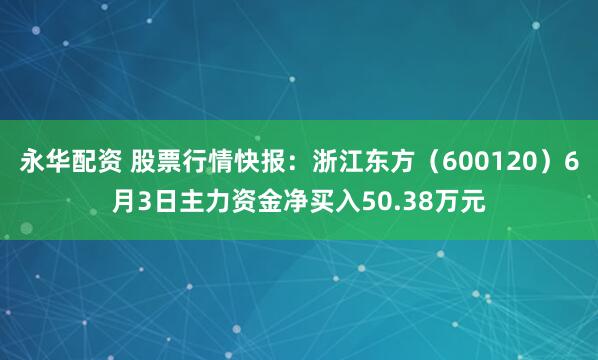 永华配资 股票行情快报：浙江东方（600120）6月3日主力资金净买入50.38万元